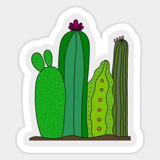 Cute Cactus Design #108: 4 Cacti On The Ground Sticker